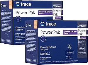 Trace Minerals Power Pak - Supplément santé quotidien avec des vitamines et minéraux - Soutiens Immune Santé et Hydratation - Concord Grape (60 portions)