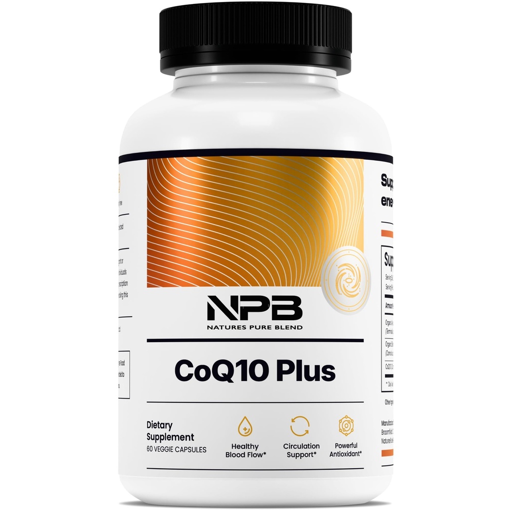 Pure Blend CoQ10 Plus Antioxidant Formula met Arjuna & Shankhpushpi CoQ10 Ubi Collective for Circulation, Blood Flow & Energy Coenzyme Q10 Supplement for Immune Systems 60 Capsules