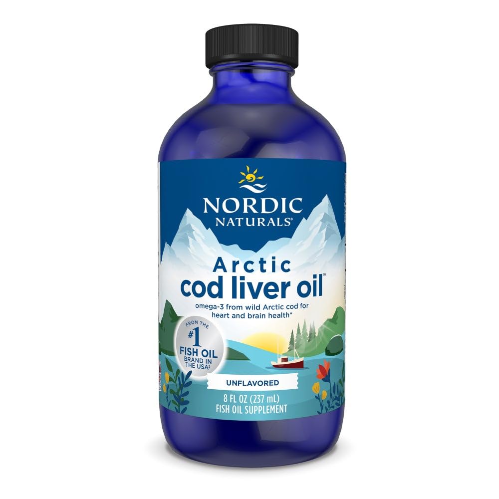 Nordic Naturals Arctic Cod Liver Oil, Unflavored - 8 oz - 1060 mg Totaal Omega-3s met EPA & DHA - Heart & Brain Health, Healthy Immunity, Algehele Wellness - Non-GMO - 48 Servings