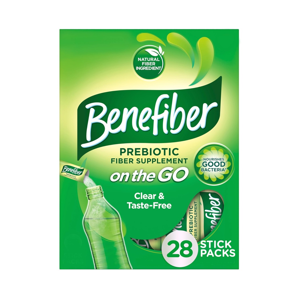 Benefiber On The Go Prebiotic Fiber Supplement Powder for Digestive Health, Daily Fiber Powder, Unflavored Powder Stick Packs - 28 Sticks (3,92 Ounces)