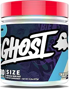 GHOST Size Muscle Builder Dietary Supplement - Natty, 30 Servings - Spiergroei en sterkte gebouw supplementen voor mannen en vrouwen - Creatine, Betaine en Beta-Alanine - vrij van suiker en gluten, Veganistisch