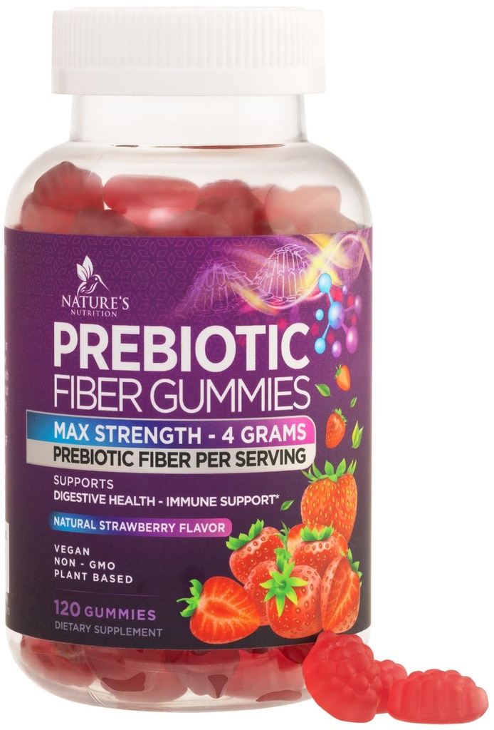 Vezel Gummies voor volwassenen, Dagelijks 4g Gummy Fiber Supplement, Prebiotic Gummy Digestieve Gezondheidsondersteuning - Plant Based Oplosbare Vezel Kauwen, Prebiotica Ondersteunt Regularity & Digestie Non-GMO - 120 Gummies