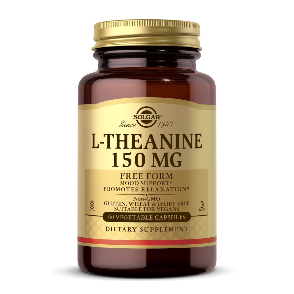 Solgar L-Theanine 150 mg - 60 plantaardige capsules - bevordert ontspanning - niet-GMO, veganistisch, kosjer en glutenvrij - 60 porties