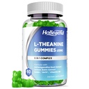 L-Theanine Gummies, l'theanine 400mg with Ashwagandha, GABA, 5HTP,L-Theanine Chewable Supplement for Relax, Zzz & Focus Support, Vegan, Lemon Flavor, 60 Counts