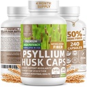 N1N Premium Psyllium Husk Capsules [All Natural,1450 MG] Supplément de fibre soluble puissant pour soutenir la régularité et la santé digestive, 240 capsules