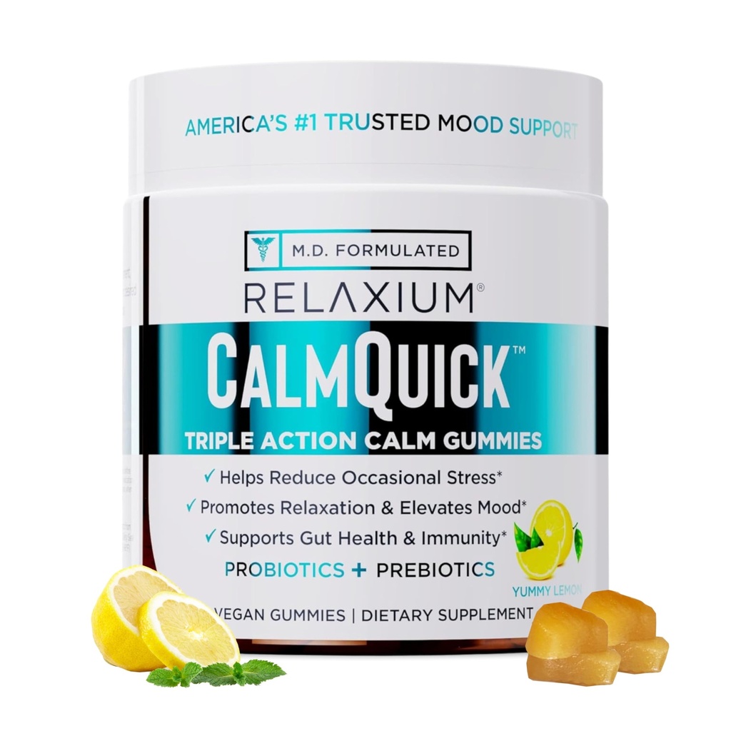 Relaxium Calm Gummy, ontwikkeld in de VS, met vitamine B6, Magnesium, en L-Theanine, One Gummy per Serving, 60 Gummies