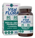 Vital Planet - Vital Flora Men 55+ Daily Probiotics, 60 milliards CFU, 60 souches diverses, 7 prébiotiques organiques, soutien immunitaire, dégazage, Colon et probiotiques de santé digestive pour les hommes 30 capsules