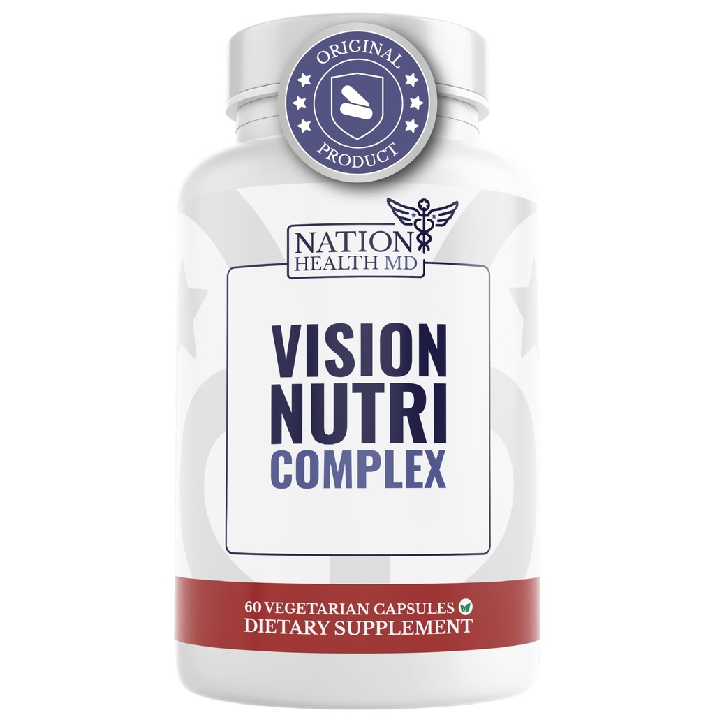 Complexe Vision Nutri - Vitamines oculaires avec Lutéine, Bilberry - Santé des yeux et de la vision pour les hommes et les femmes - 60 Capsules