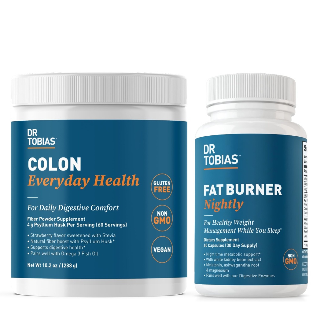 Dr. Tobias Colon Everyday Health and Fat Burner Nightly, Daily Digestive & Night Time Metabole Support, Curb Cravings, Boost Energy & Gut Health, Non-GMO