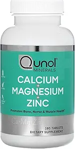 Qunol Calcium 3 in 1 tabletten met Calcium, Magnesium & Zink voor Immune Support, Bot, Zenuw, en Muscle Health Supplement, 180 Tellen