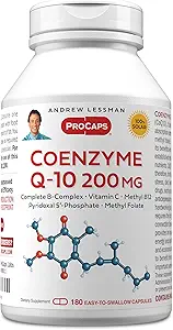 ANDREW LESSMAN Coenzym Q-10 100 mg 180 Capsules - Essentieel voor energieproductie en optimale belangrijkste orgaanfunctie, anti-oxidant ondersteuning, uitgeput door veroudering, Plus B-complex. Gemakkelijk te slikken capsules