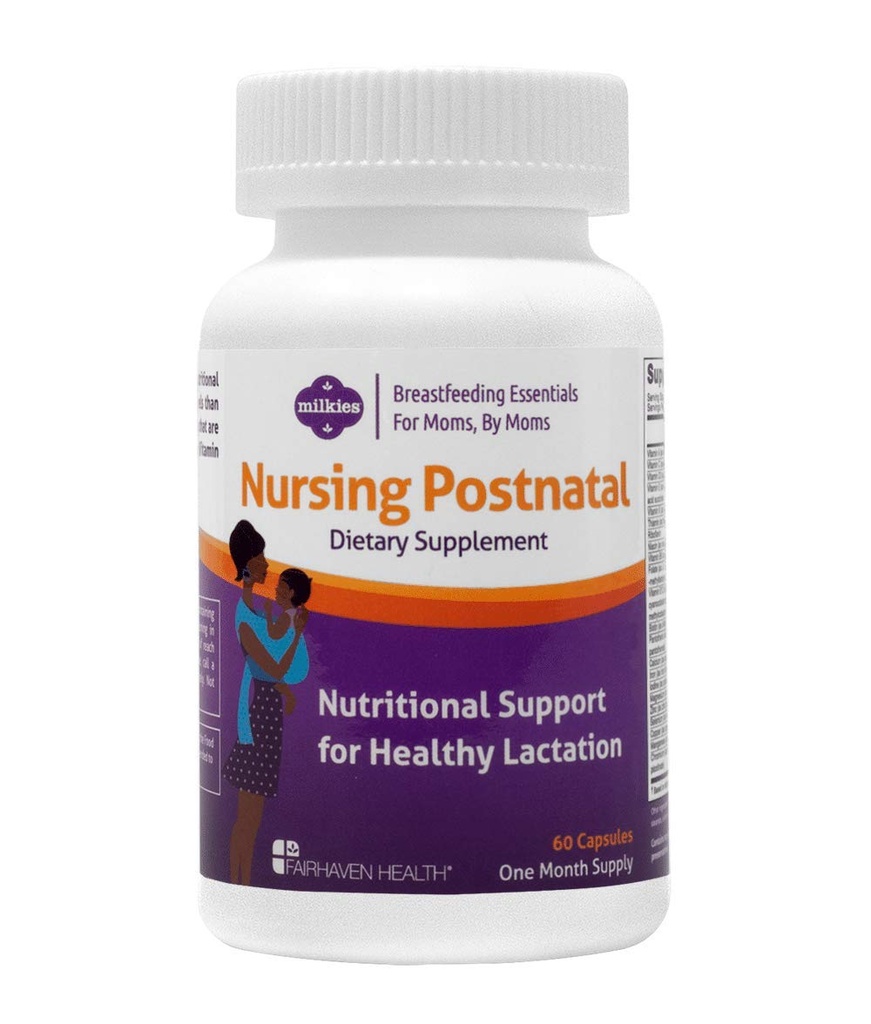 Milkies Fairhaven Health Nursing Postnatale Vegetarisch Supplement voor Borstvoeding Vrouwen met vitamine D en B, Nutritieve Borstvoeding Multivitamine - Gluten en Zuivelvrij - 1 maand Levering