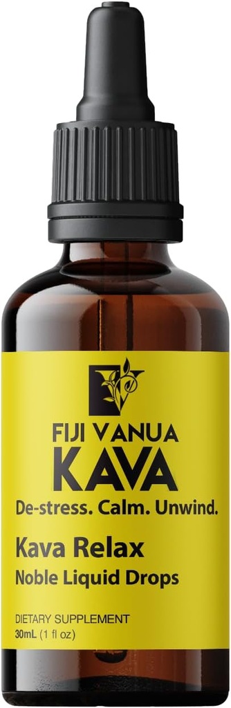 Fiji Vanua Kava RelaxTM, Pure Kava Kava Supplement met rustgevende eigenschappen, Infused met California Poppy, Hops, Skullcap & Passionflower, Liquid Drops to Calm and Unwind