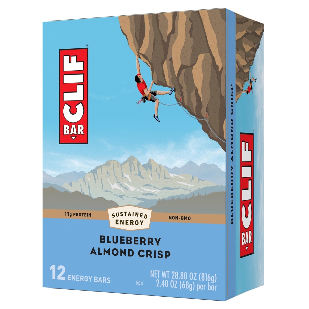CLIF BAR - Blueberry Almond Crisp - Made with Organic Haver - Non-GMO - Plant Based - Energy Bars - 2.4 oz. (12 Pack)