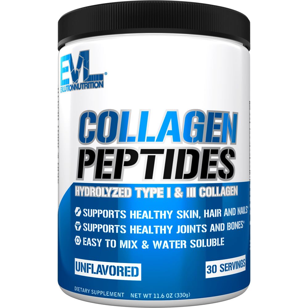 Evlutie Nutrition Collageen Peptides Powder, Premium Gehydrolyseerde Collageen ter ondersteuning van gezonde huid, haren, botten, gewrichten, nagels & meer (30 porties)