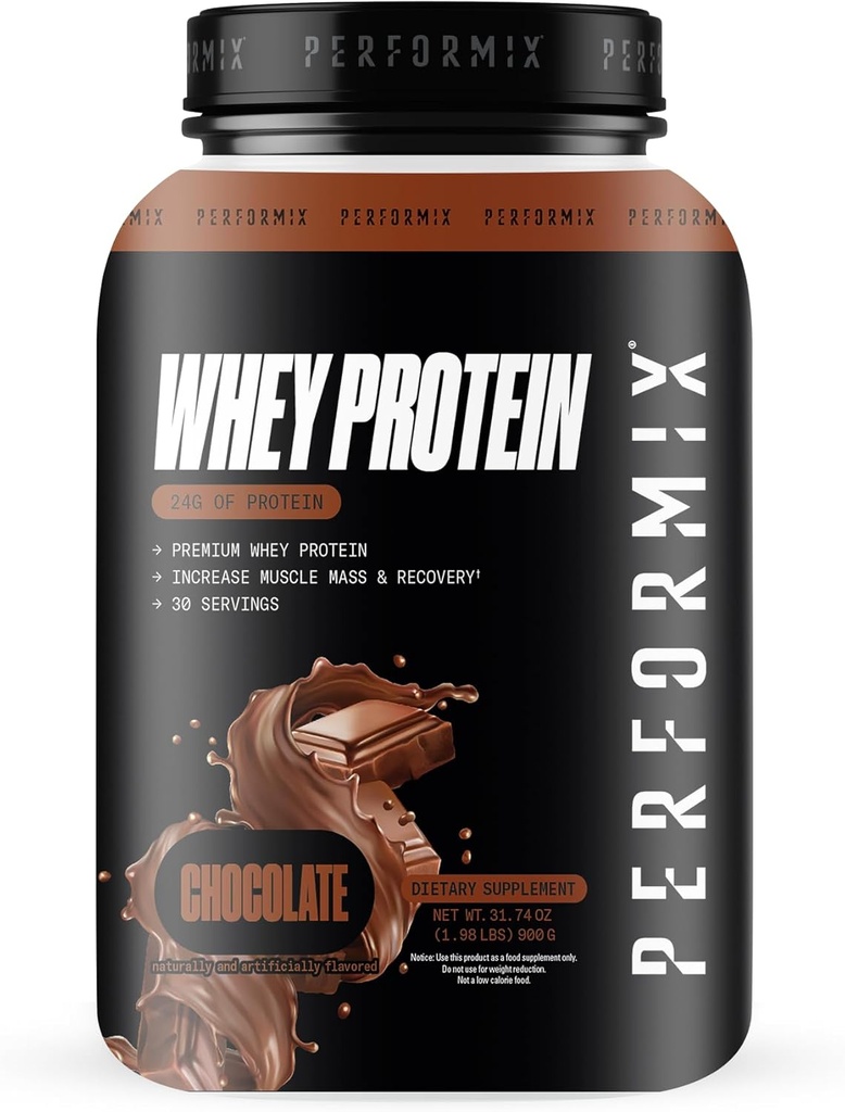 PERFORMIX - Wei Protein Isolaat Blend - 24g proteïne - 5.4g BCAA's - 110 Calorieën - Spieropbouw & Post Workout Herstel - 100% Wei Proteïne Poeder - 1,98 lbs - 30 Servers - Chocolade