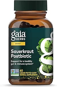 Gaia Kruiden Sauerkraut Postbiotic - Natural Gut Health & Immune Support Supplement - Made with fermented Sauerkraut - Free from Dairy, Soy & Gluten - 60 Vegan Capsules (30 Servings)