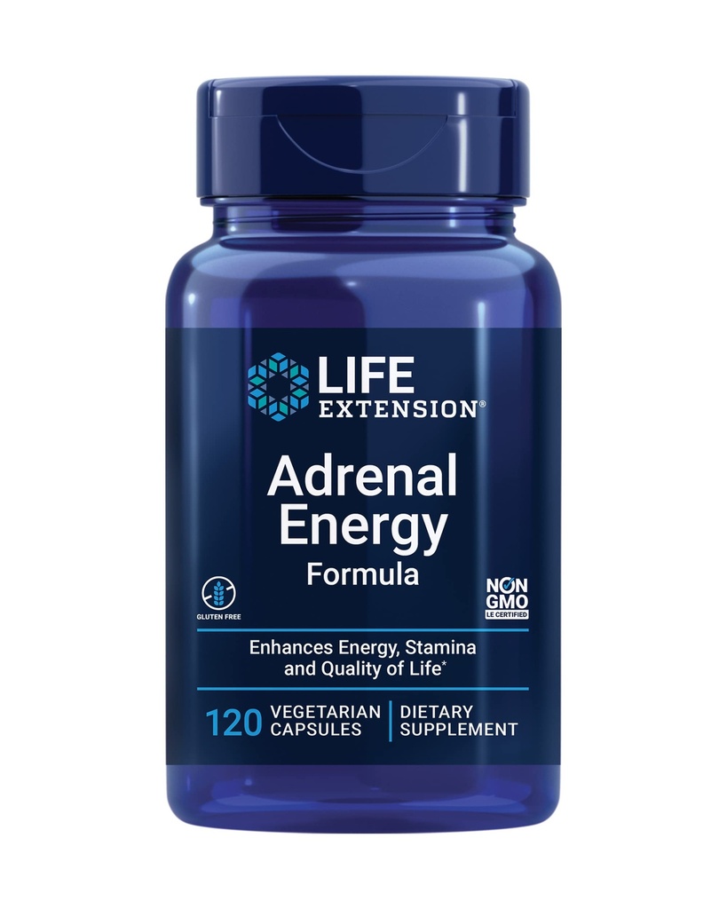 Prolongation de la durée de vie Formule d'énergie adrénale, aide à inhiber les effets du stress, basilic saint, cordyceps, bacopa et ashwagandha, sans gluten, non-OGM, végétarien, 120 capsules