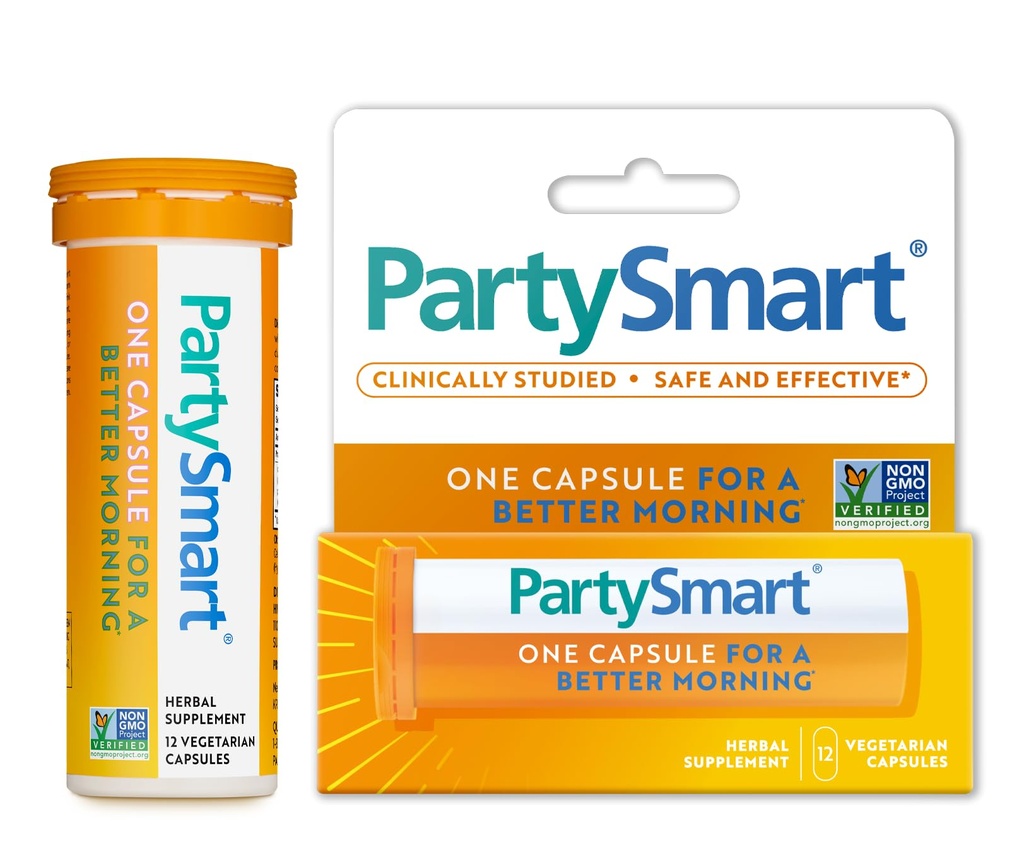 Himalaya PartySmart, 12 Capsule Tube - Alcohol Breakdown Lever Ondersteuning voor een betere ochtend na het drinken - plantaardige basis, Vegan, niet-GMO, Glutenvrij, klinisch bestudeerd