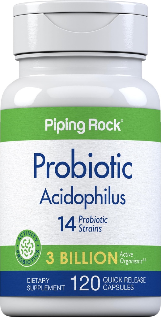 Pipeping Rock Probiotique Acidophilus Capsules pour les femmes et les hommes 3 Million de cultures vivantes 120 Pills
