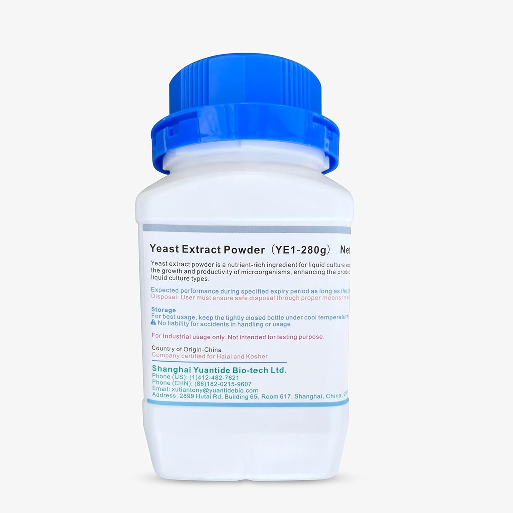 Extrait de levure de Yuantide (YC01) Poudre (280g) - Nutrient de qualité industrielle pour la mycologie et les microorganismes