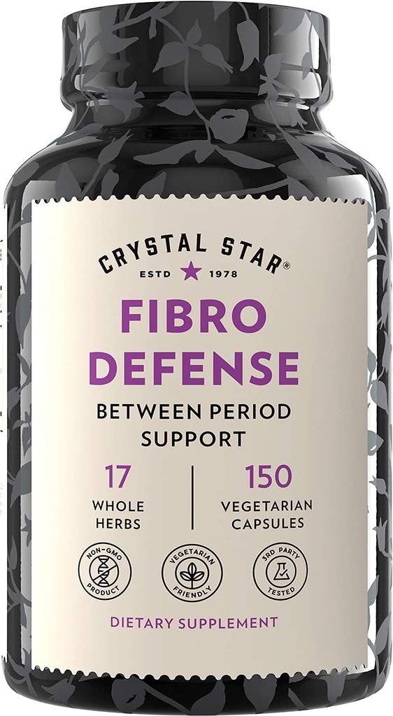 Crystal Star Fibro Defense, 150 Capsules - Borst & Uterine Health Between periods - Natural Herbal Supplement Caps for Women - Vegetarisch, niet GGO