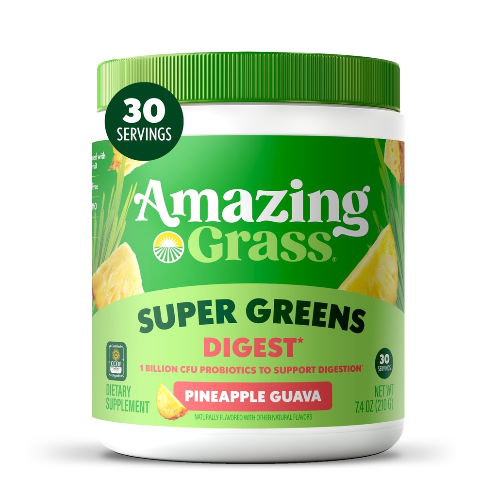 Verbazingwekkend gras Groenen Blend Digest: Super Greens Poeder Smoothie Mix voor digestie Ondersteuning met Organische Spirulina, Chlorella, Beetwortelpoeder, Digestieve Enzymen & Probiotica, 30 porties