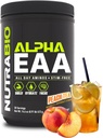 NutraBio Alpha EAA - All-Day Aminozuren voor spiergroei en hydratatie - Essentiële Aminozuren met Nootropics & Adaptogenen - Full Spectrum EAA BCAA Powder - 30 Servers - Peach Tea