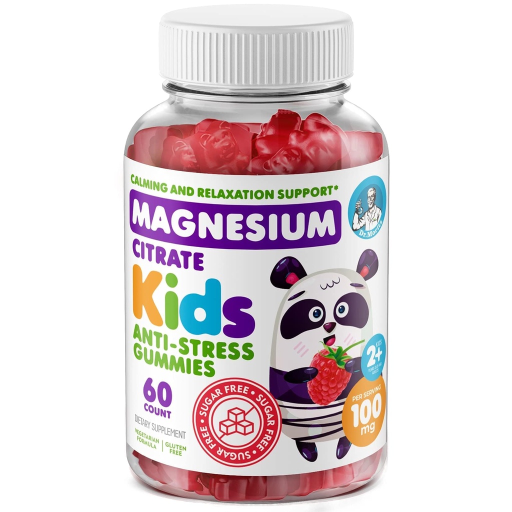 DR. MORITZ Sugar-Free Calm Magnesium Gummies for Kids and Adults - Non-GMO Kids Magnesium Gummies - Raspberry Flavor - 1-Pack (60 Tel.)