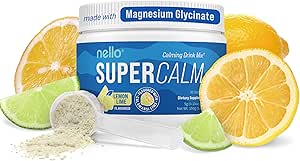 Nello Supercalm Powdered Drink Mix, Lemon Lime, L Theanine, Ksm-66 Ashwagandha, Magnesium Glycinate, Vitamine D 3, Supplementen voor ontspanning & Focus, Natuurlijke, Geen Suiker, Niet GGO, 30 Srvgs