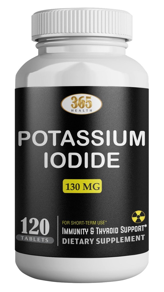Kaliumjodide130 mg - KI tabletten- Kalium130 mg - USA Made Kaliumjodium pillen YODO Naciente, Yoduro de potasio - 120 tabletten