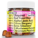 Riz rouge de levure Alpha acide lipoïque Ubiquinol CoQ10 Citrus Bergamot Beta-Sitostérol Chromium Picolinate Sucre-moins Gummies w Lion's Mane Turkey Tail Reishi Cordyceps Chaga, Pills Capsules Supplément Alt