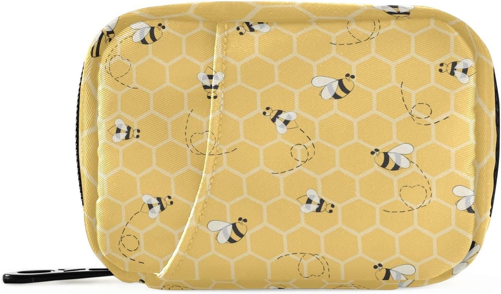 Yellow Bee Honeycomb pil Organizer Case 7 Dagen reizen pil Box met rits draagbare Wekelijkse Vitamine Medicine supplement houder Pouch Bag