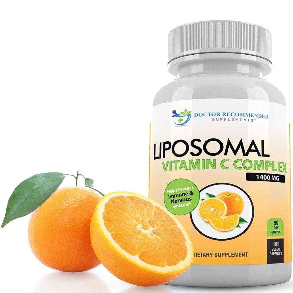 Liposomale vitamine C 1400mg per portie - 180 Veggie Capsules Hoge Absorptie Ascorbinezuur, Lypo-Spheric Vitamine C Complex Immuun Ondersteuning Supplement met krachtige antioxidanten en Collagen Booster