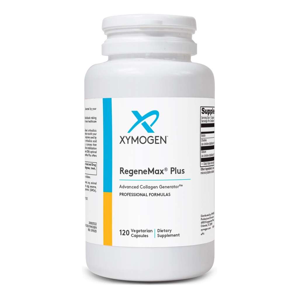 XYMOGEN RegeneMax Plus - Advanced Collagen Supplements with Biotin & Clinically Tested ch-OSA - Supports Skin, Hair, Nails & Bone Health - Collageen for Women & Men (120 Capsules)