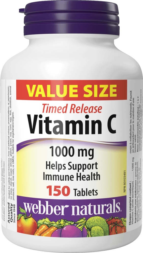 Webber Naturals Vitamine C Getimed Release 1000mg, 150 tabbladen
