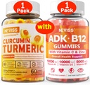 1Pack Kurkuma Curcumin Gevulde Gummies + 1Pack Vitamine ADK met B12 Gummies