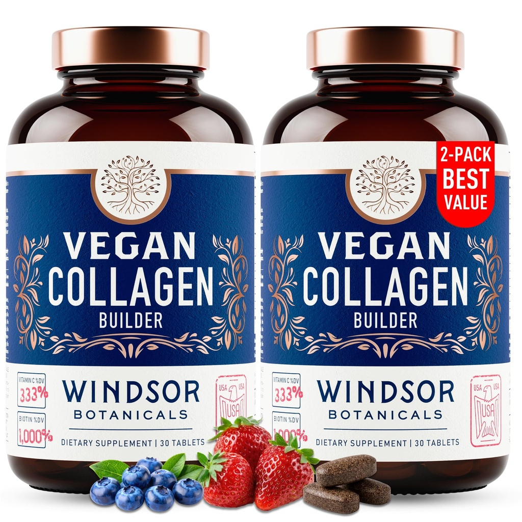 Vegan Collageen voor vrouwen en mannen - Biologische Superfood, Aminozuren Glycine, Lysine, Proline voor een gezonde huid, haar, Nagels - Plant-Based Collageen Booster Supplementen - 60 Glutenvrije Vegetarische Pillen