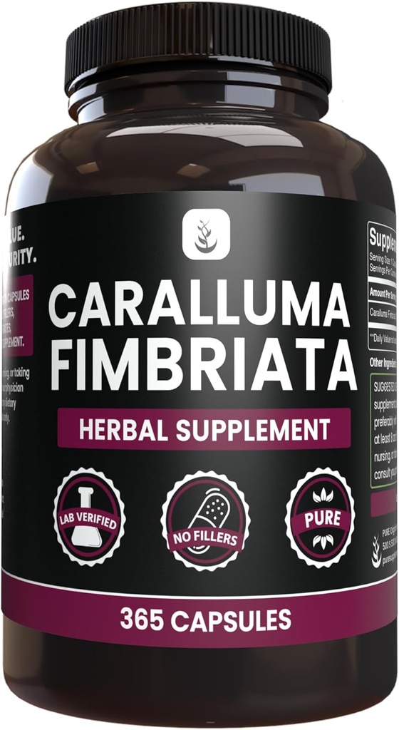 PURE ORIGINEEL INGREDIËNTEN Caralluma Fimbriata (365 capsules) Geen Magnesium of rijstvullers, altijd zuiver, lab geverifieerd