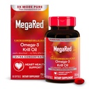 MegaRed Antarctic Krill Oil 750mg, Omega 3 Fatty Acid Supplement, Ultra Concentrate EPA & DHA Softgels, Astaxanthine antioxydante, supplément santé cardiaque sans après-goût d'huile de poisson, 80ct