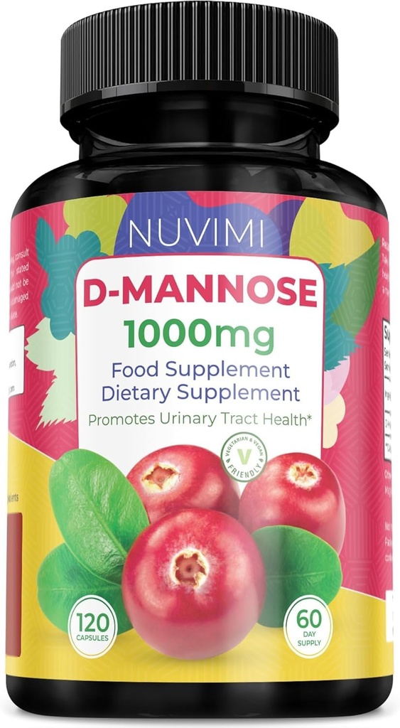 D Mannose 120 capsules - 1000 mg per dosis - Dieetsupplement helpt bij het bevorderen van urinetrek gezondheid - natuurlijke veganistische UTI verdediging