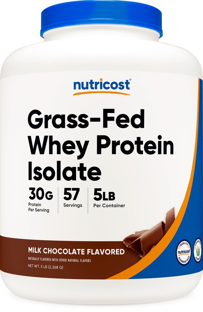 Nutricost Grass-Fed Wei eiwitisolaat (chocolade) 5LBS - non-GMO, glutenvrij, natuurlijke smaken