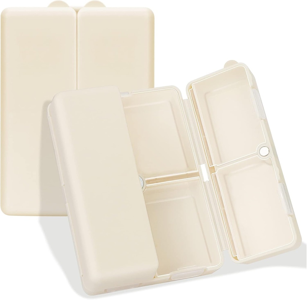 FYY Daily Pill Organizer,7 Compartments Portable Case [Folding Design] Travel Pill Box voor Purse Pocket om vitamines vast te houden, Cod Lever Olie, Complements en Medication-White