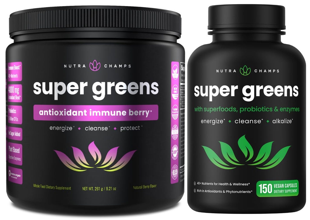 NutraChamps Super Greens Antioxidant Poeder en Super Greens Capsules