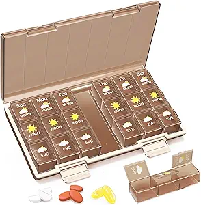 Medilax pil Organizer 3x per dag, pil dozen en Organisator 3 keer per dag, pil doos 7 dag, pil geval met Triple-beschermende, pil containers voor vitamines / medicatie / aanvullingen, koffie