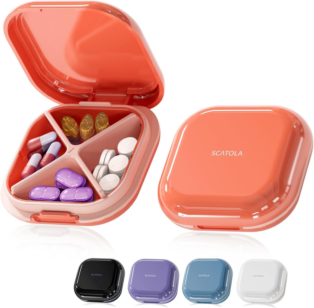 Small Pill Case, Pill Box, Travel Pill Container, Portable, Pocket Pill Case voor Purse, Mini Pill Organizer voor de geneeskunde, Leuke 5 kleuren (rood)