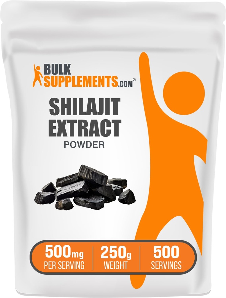 BulkSupplements.com Shilajit Extract Poeder - Fulvic Acid Supplement, Shilajit Supplement - Glutenvrij, 500mg per portie Shilajit Poeder, 250g (8.8 oz) (pakket van 1)