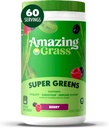 Verbazingwekkend gras Groenen Blend Superfood: Super Greens Poeder Smoothie Mix met Spirulina, Chlorella, Beetwortelpoeder, Digestieve Enzymen & Probiotica, Berry, 60 Servers (Verpakking mei Vary)