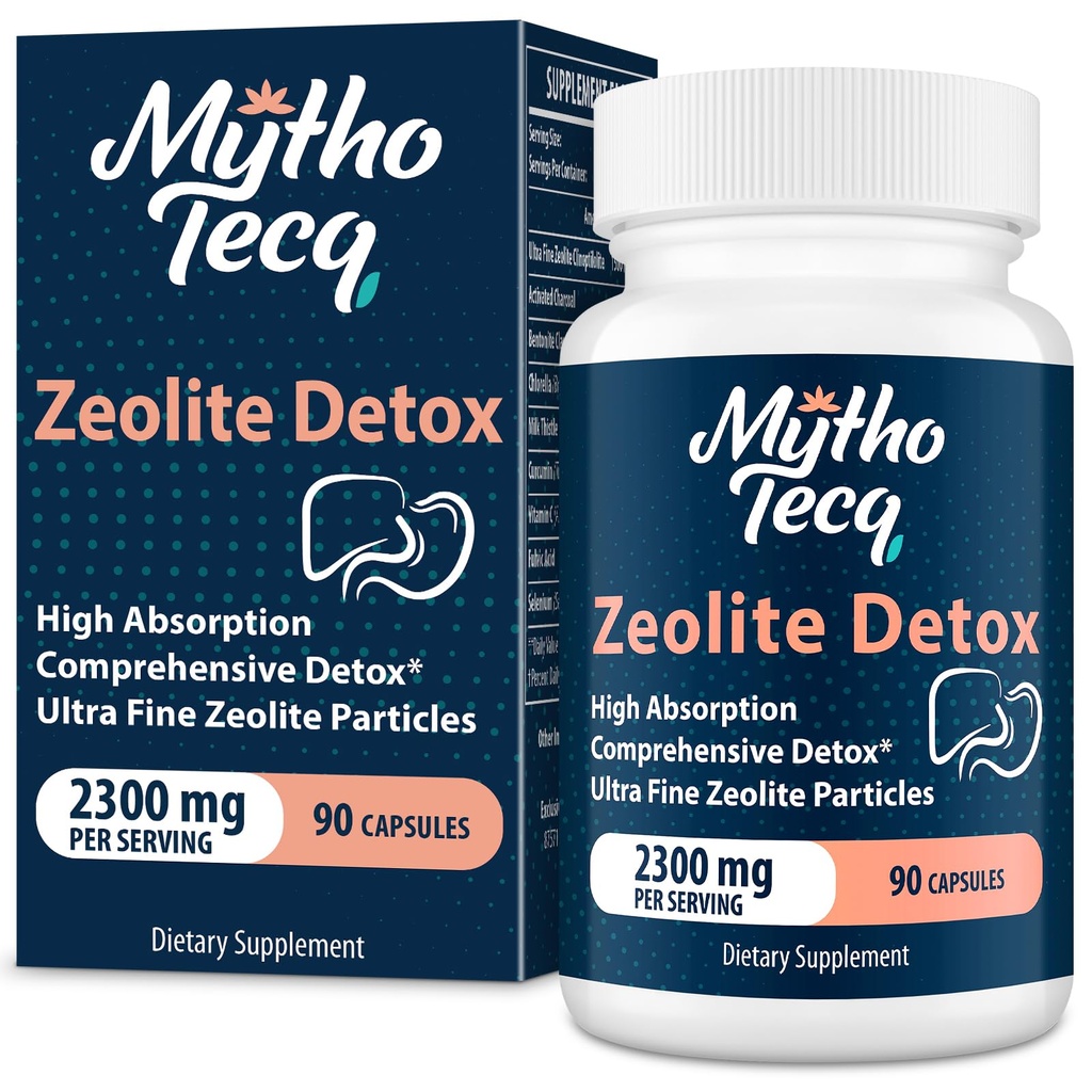 2300 MG Zeolite Détox Capsules - Argile de Charcoal et Bentonite activée, corps complet, foie et Gut nettoyant, Clinoptilolite zéolite(90 Capsules)