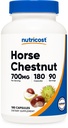 Nutricost Capsules d'extrait de châtaigne de cheval 700 MG par portion, 180 capsules, 90 portions - non-OGM, végétalien